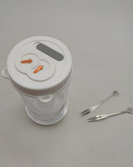 Borcan pentru Muraturi, cu Separator pentru Lichide, Ermetic, Termorezistent, Tip Clepsidra, 2 Furculite Incluse, ABS