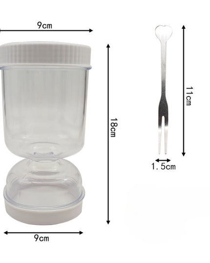 Borcan pentru Muraturi, cu Separator pentru Lichide, Ermetic, Termorezistent, Tip Clepsidra, 2 Furculite Incluse, ABS