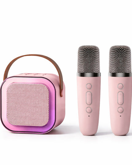 Boxa Portabila Karaoke, Bluetooth 5.3, 5-10W, Set 2 Microfoane Wireless, LED RGB, 4 Efecte Vocale, Type-C, 14 x 11 cm
