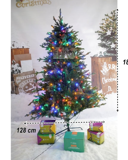 Brad Artificial de Craciun, Becuri led incluse in ramuri, pentru interior/exterior, inaltime , diametru , 1246 ramuri