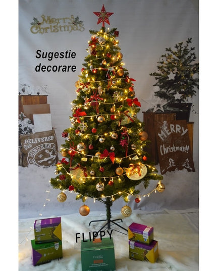 Brad artificial de Craciun, clasic, pentru interior/exterior, inaltime , diametru , 649 ramuri