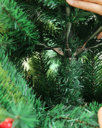 Brad artificial de Craciun Bogat, decorat cu conuri pin rosii, inaltime , 1652 ramuri