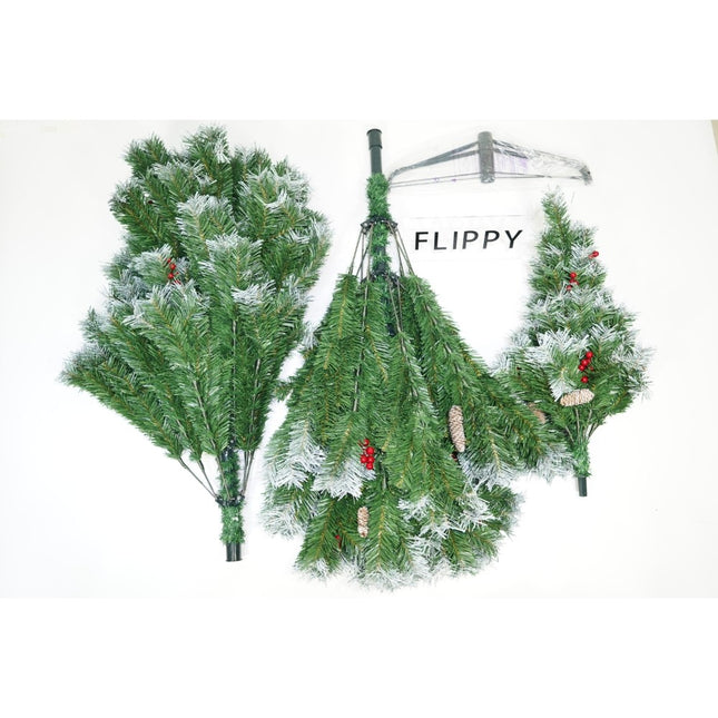 Brad artificial de Craciun nins, decorat cu conuri pin, pentru interior/exterior, inaltime , 760 ramuri