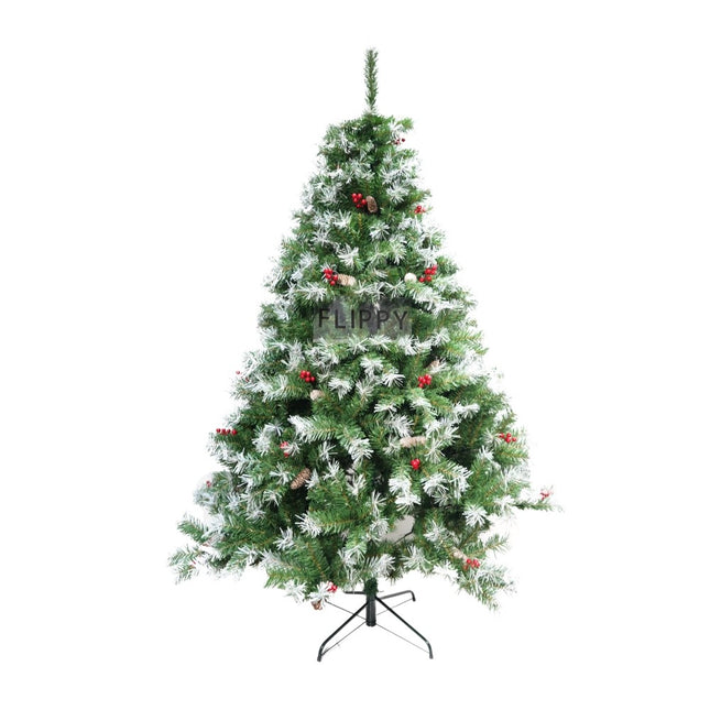 Brad artificial de Craciun nins, decorat cu conuri pin, pentru interior/exterior, inaltime , 760 ramuri