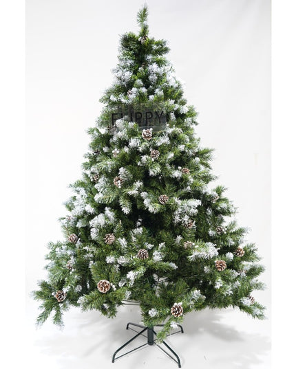 Brad artificial de Craciun nins, decorat cu conuri pin, pentru perete/colt, inaltime , 862 ramuri