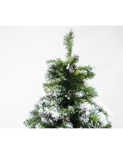 Brad artificial de Craciun nins, decorat cu conuri pin, pentru perete/colt, inaltime , 862 ramuri