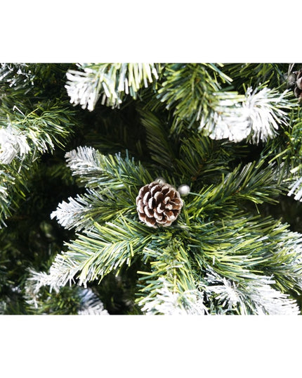 Brad artificial de Craciun nins, decorat cu conuri pin, pentru perete/colt, inaltime , 862 ramuri