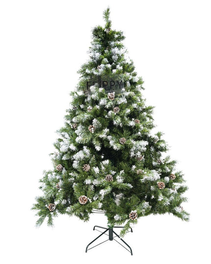 Brad artificial de Craciun nins, decorat cu conuri pin, pentru perete/colt, inaltime , diametru , 1224 ramuri