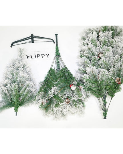 Brad artificial de Craciun nins intens, decorat cu conuri pin, pentru interior/exterior, inaltime , diametru , 502 ramuri