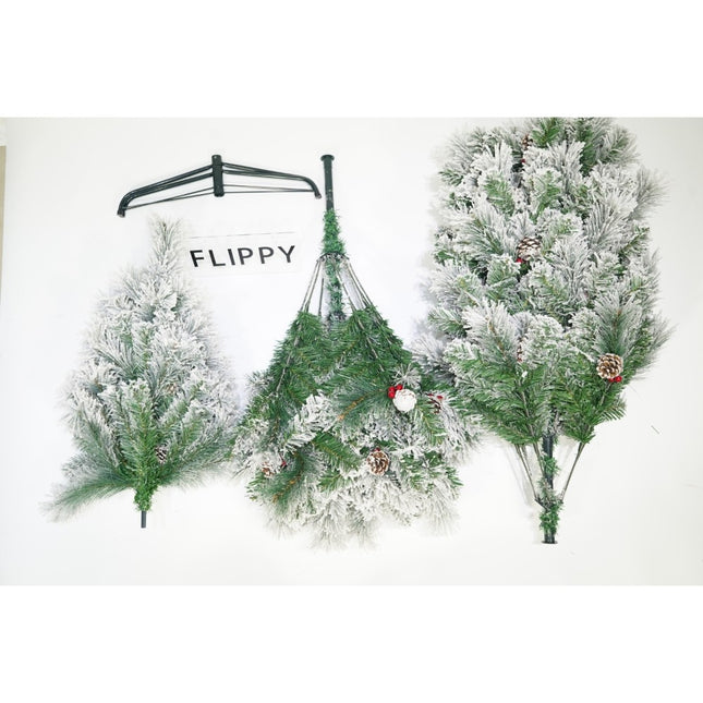 Brad artificial de Craciun nins intens, decorat cu conuri pin, pentru interior/exterior, inaltime , diametru , 502 ramuri