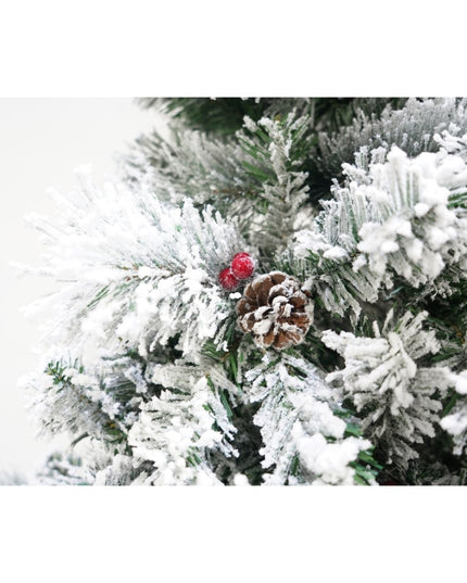 Brad artificial de Craciun nins intens, decorat cu conuri pin, pentru interior/exterior, inaltime , diametru , 502 ramuri