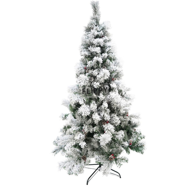 Brad artificial de Craciun nins intens, decorat cu conuri pin, pentru interior/exterior, inaltime , diametru , 502 ramuri