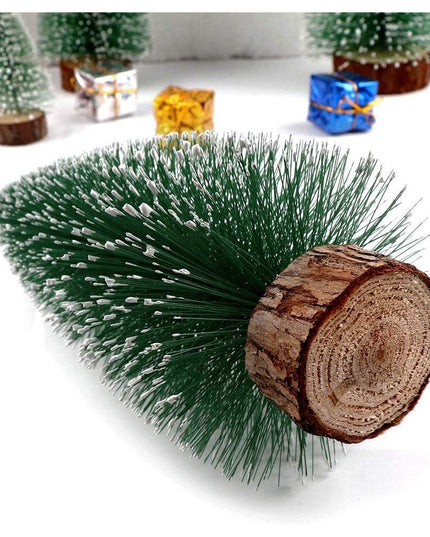 Brad artificial de craciun, ornament pentru masa, pe suport lemn, inaltime