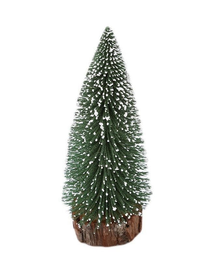 Brad artificial de craciun, ornament pentru masa, pe suport lemn, inaltime