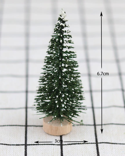 Brad artificial de craciun, ornament pentru masa, pe suport lemn, inaltime