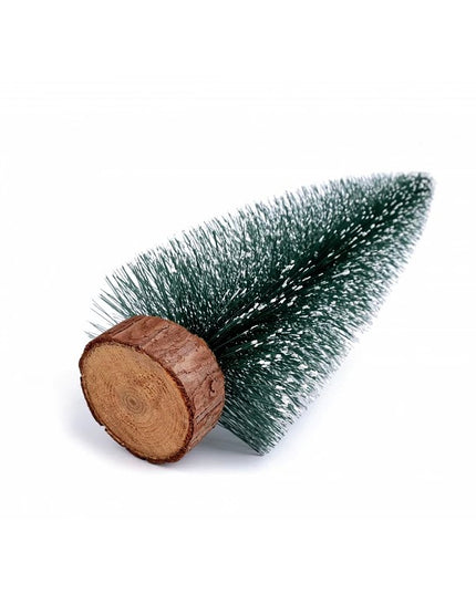 Brad artificial de craciun, ornament pentru masa, pe suport lemn, inaltime