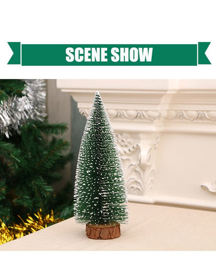 Brad artificial de craciun, ornament pentru masa, pe suport lemn, inaltime