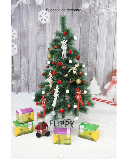 Brad artificial de Craciun tip pin inzapezit, inaltime , diametru , 160 ramuri cu ace 3D