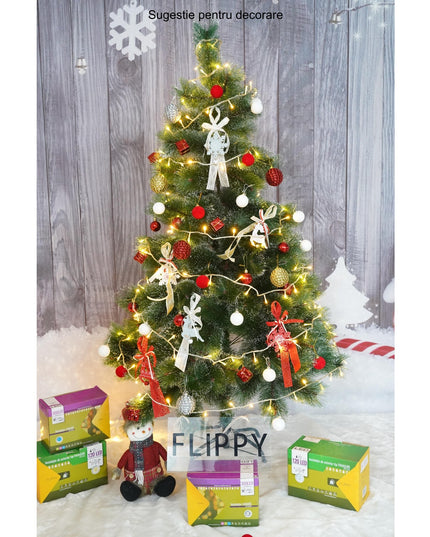 Brad artificial de Craciun tip pin inzapezit, inaltime , diametru , 160 ramuri cu ace 3D