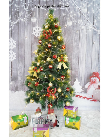 Brad artificial de Craciun tip pin inzapezit, inaltime , diametru , 350 ramuri cu ace 3D