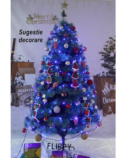 Brad artificial de Craciun tip pin, pentru interior/exterior, inaltime , diametru , 400 ramuri