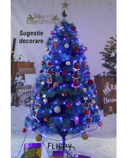 Brad artificial de Craciun tip pin, pentru interior/exterior, inaltime , diametru , 980 ramuri