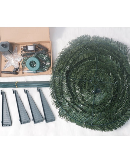 Brad artificial Pop-Up cu instalatie integrata, Lumini RGB, Suport inclus, Stea luminata, 304 Led,Material PVC