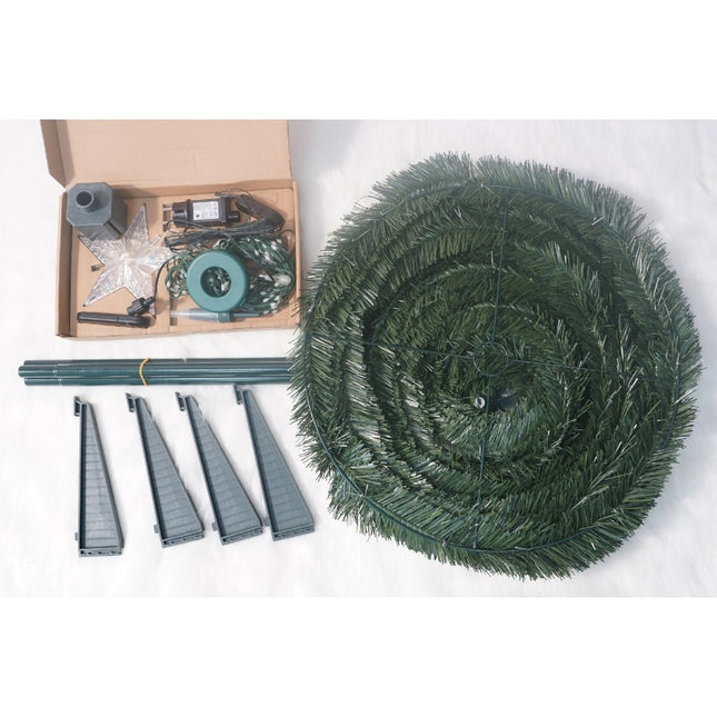 Brad artificial Pop-Up cu instalatie integrata, Lumini RGB, Suport inclus, Stea luminata, 304 Led,Material PVC