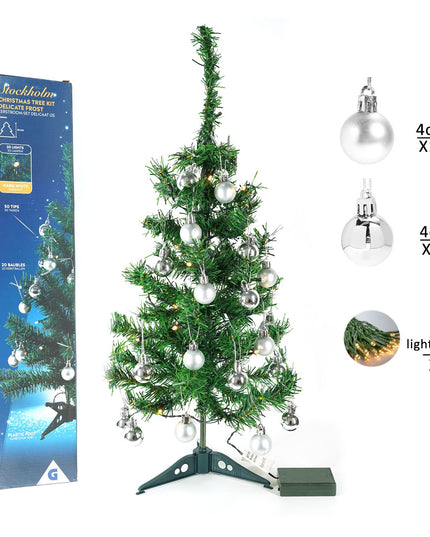 Brad Artificial Impodobit,suport plastic cu instalatie luminoasa 20 LED