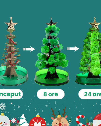 Brad Copac de Hartie Infloritor pe Apa, Jucarie Brad Magic Infloritor de Craciun, Crestere Lenta in 8-24 h, Decoratiune de Craciun
