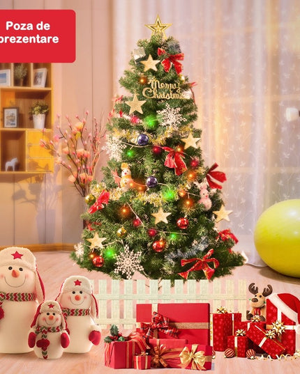 Brad de Craciun artificial cu suport inclus , 600 ramuri/varfuri, material plastic, suport clasic, fara iluminare, utilizat pentru interior/exterior