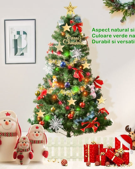 Brad de Craciun artificial cu suport inclus , 800 ramuri/varfuri, material plastic, suport clasic, fara iluminare, utilizat pentru interior/exterior