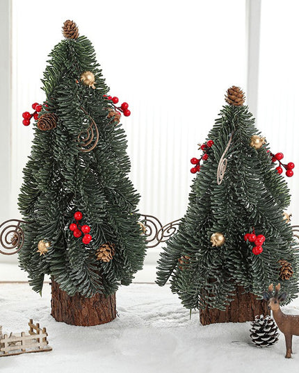 Decoratiune Craciun pentru Masa, Ornament de Decor Model Brad de Craciun de Dimensiuni Mici, pentru Birou si Interior, din Plastic