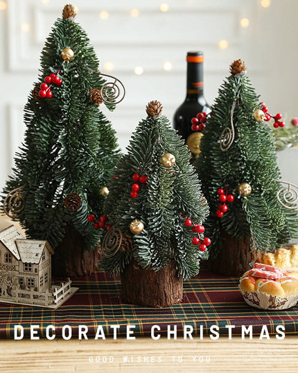 Decoratiune Craciun pentru Masa, Ornament de Decor Model Brad de Craciun de Dimensiuni Mici, pentru Birou si Interior, din Plastic