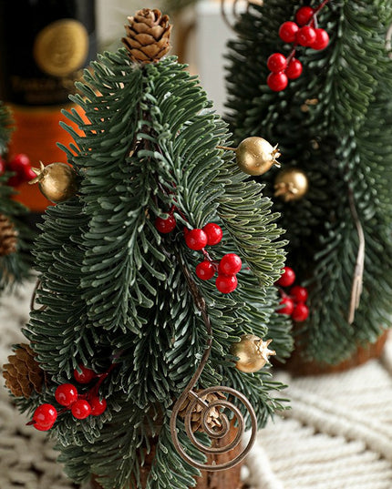 Decoratiune Craciun pentru Masa, Ornament de Decor Model Brad de Craciun de Dimensiuni Mici, pentru Birou si Interior, din Plastic