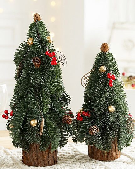 Decoratiune Craciun pentru Masa, Ornament de Decor Model Brad de Craciun de Dimensiuni Mici, pentru Birou si Interior, din Plastic