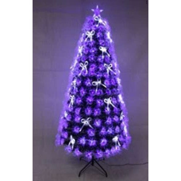 Brazi de Craciun albastri cu fibra optica si lumini albe -