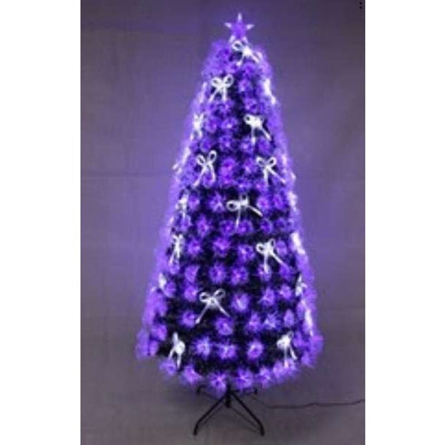 Brazi de Craciun albastri cu fibra optica si lumini albe -