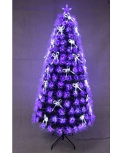 Brazi de Craciun albastri cu fibra optica si lumini albe -