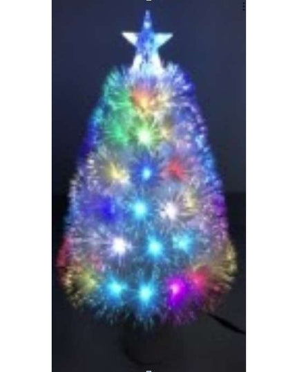 Brazi de Craciun albi cu fibra optica colorata cu flash lent -