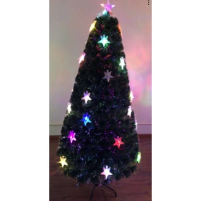 Brazi de Craciun cu fibra optica colorata cu 18 stele transparente -