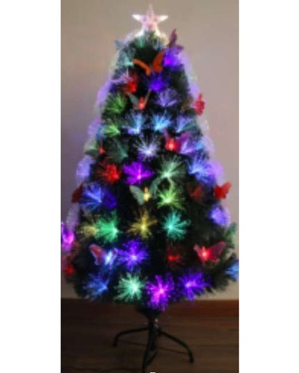 Brazi de Craciun cu fibra optica colorata cu fluturasi -