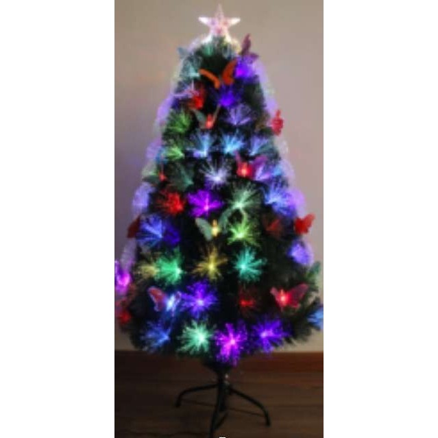 Brazi de Craciun cu fibra optica colorata cu fluturasi -