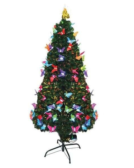 Brazi de Craciun cu fibra optica colorata cu fluturasi -