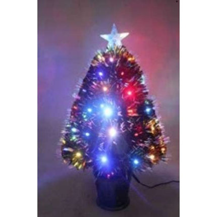 Brazi de Craciun cu fibra optica colorata cu frunze aurii -