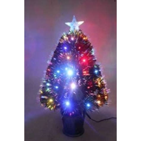 Brazi de Craciun cu fibra optica colorata cu frunze aurii -