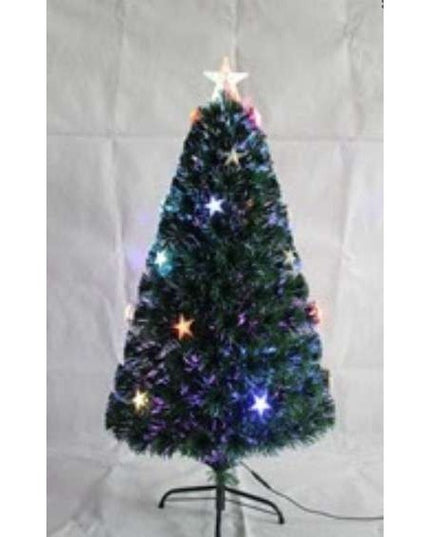 Brazi de Craciun cu fibra optica colorata cu stea si 32 decoratiuni-