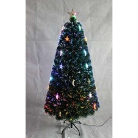 Brazi de Craciun cu fibra optica colorata cu stea si luna -