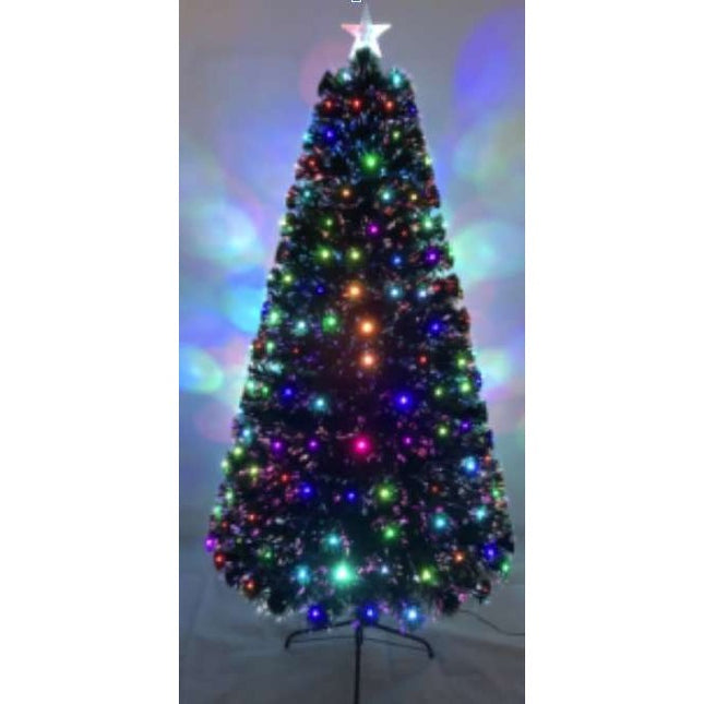 Brazi de Craciun cu fibra optica colorata cu suport de metal -