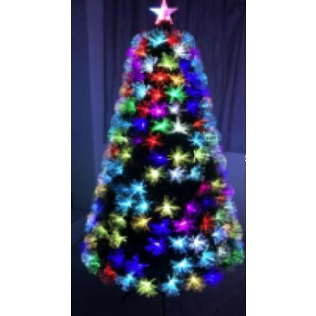 Brazi de Craciun cu fibra optica colorata cu suport de plastic -